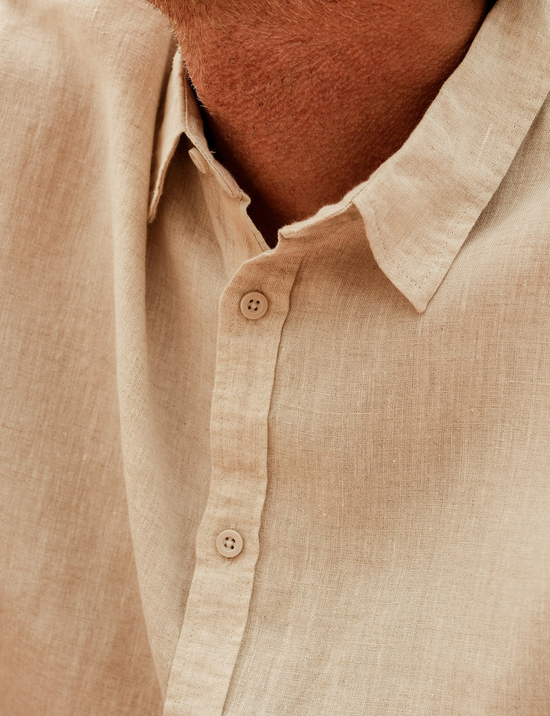 Simple | Men’s Linen Long Sleeve Shirt | Natural