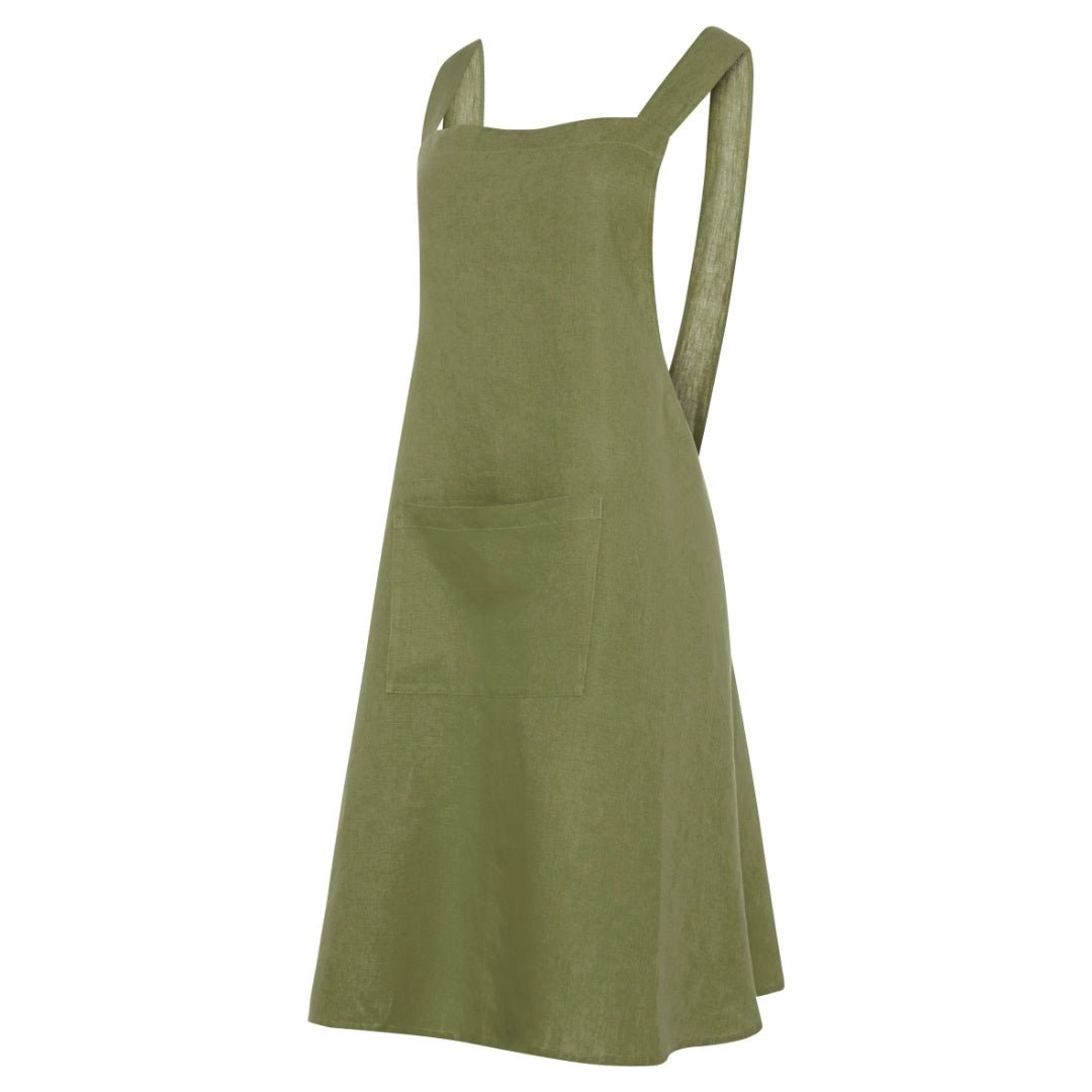 Linen Pinafore Apron | Khaki - Suzie Anderson Home