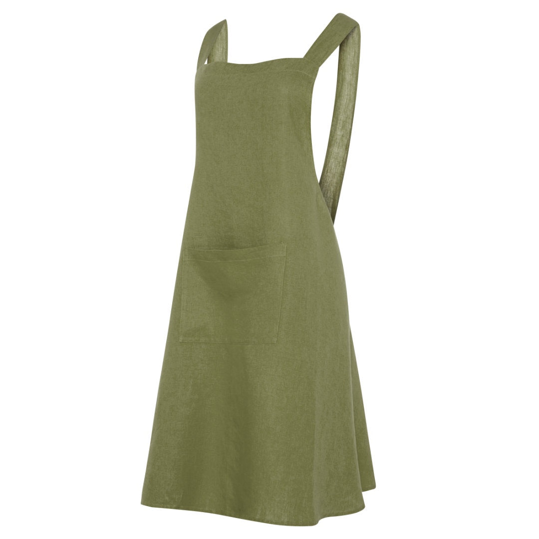 Linen Pinafore Apron | Olive - Suzie Anderson Home