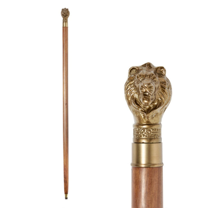 Lion Head Brass Walking Stick (Costume Accessory Only)