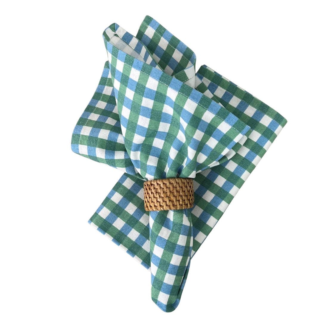 Loire Denim Sage Gingham Serviette - Suzie Anderson Home