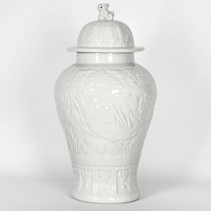 White Ceramic Textured Ginger Jar | H56cm