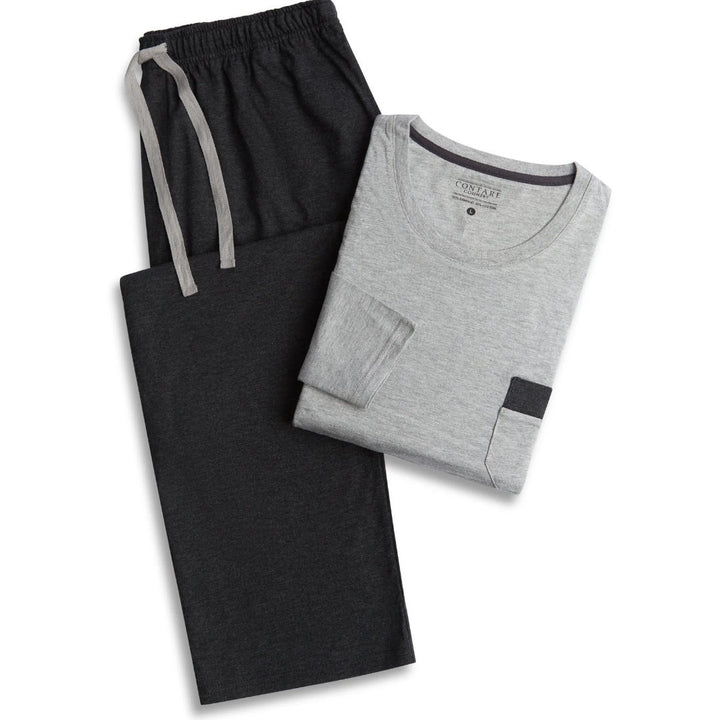 Contare | Bamboo/Cotton Jersey Long Sleeve Loungewear Set | Grey Charcoal