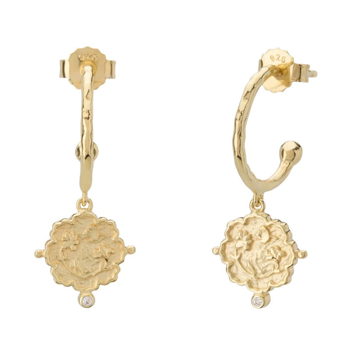 Loved Always Hoop Earrings | White Topaz 18K Yellow Gold Plate