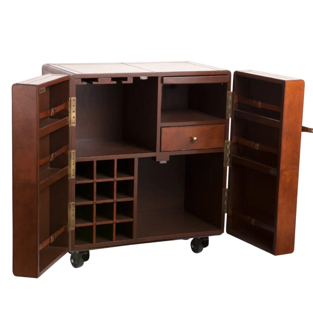 Luxury Leather Bar Cabinet | Tan - Suzie Anderson Home