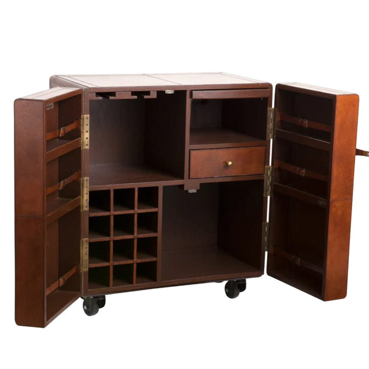 Luxury Leather Bar Cabinet | Tan - Suzie Anderson Home