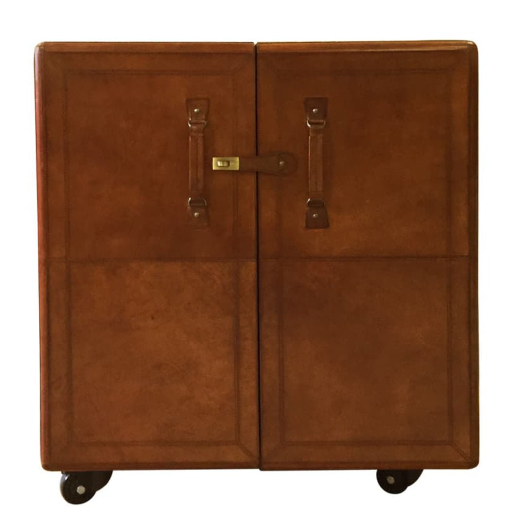 Luxury Leather Bar Cabinet | Tan - Suzie Anderson Home
