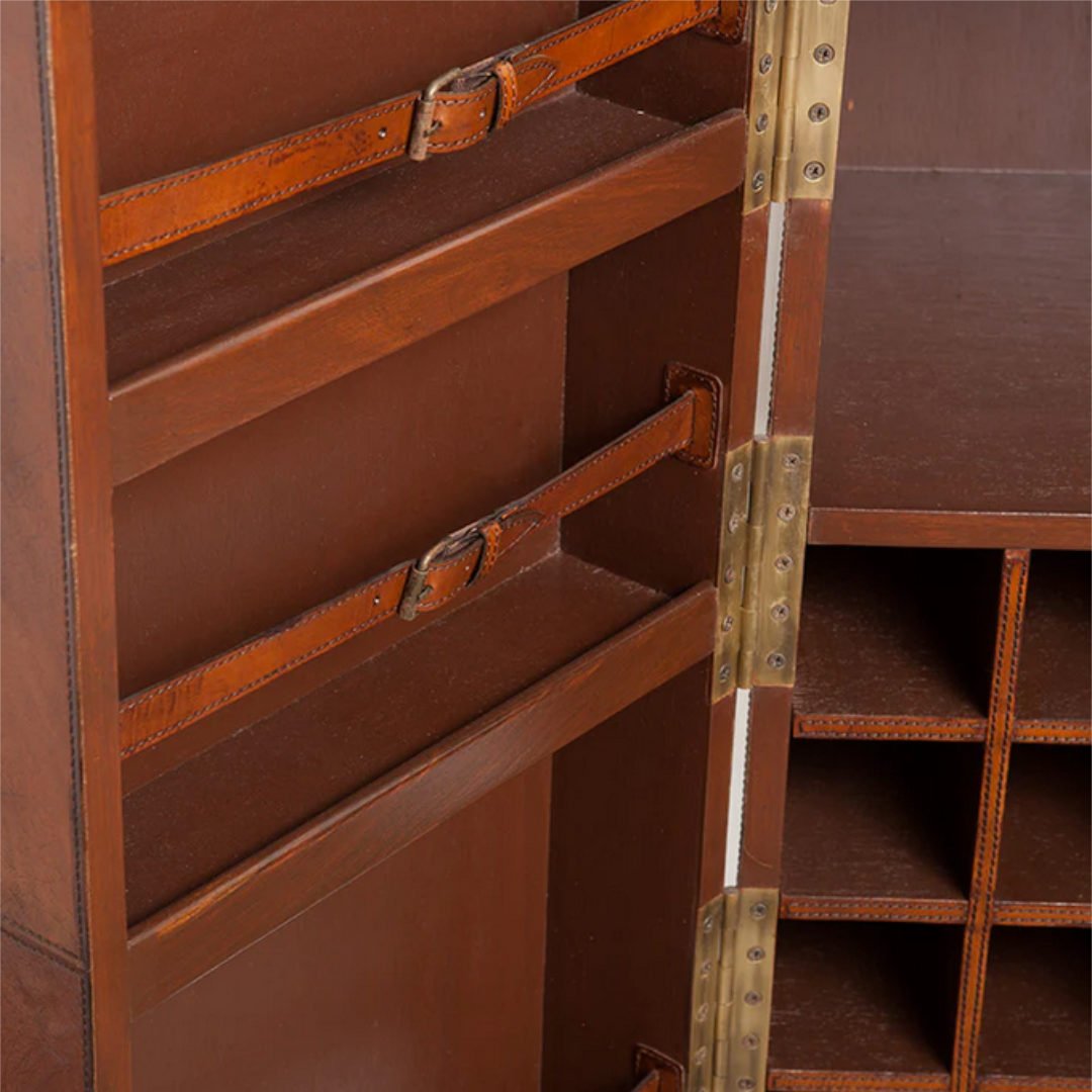 Luxury Leather Bar Cabinet | Tan - Suzie Anderson Home