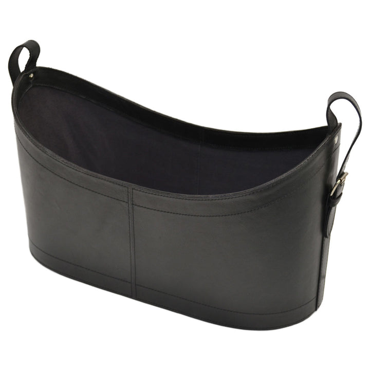 Leather Magazine Scoop Basket | Black