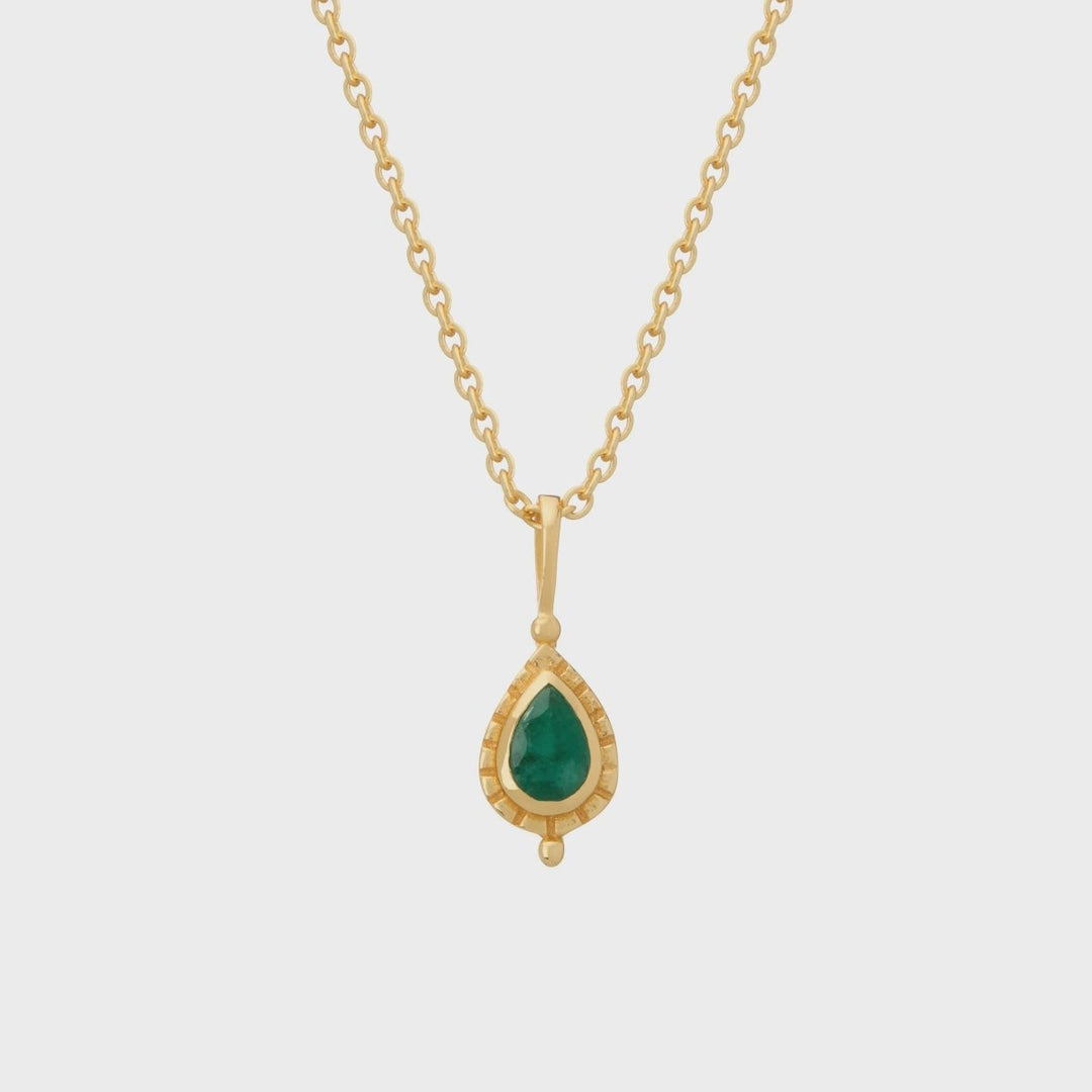 May Emerald Birthstone Necklace | 18K Gold Plate - Suzie Anderson Home
