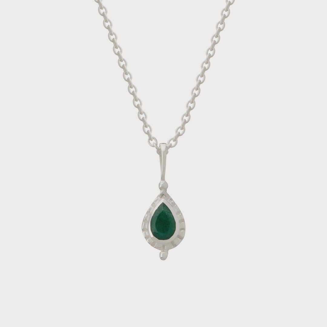 May Emerald Birthstone Necklace | Sterling Silver - Suzie Anderson Home