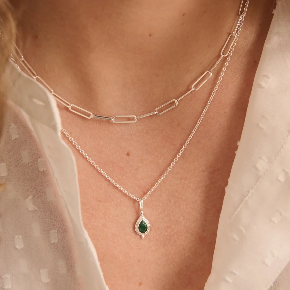 May Emerald Birthstone Necklace | Sterling Silver - Suzie Anderson Home