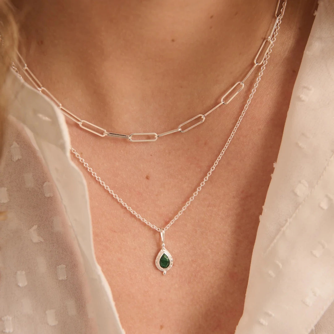 May Emerald Birthstone Necklace | Sterling Silver - Suzie Anderson Home