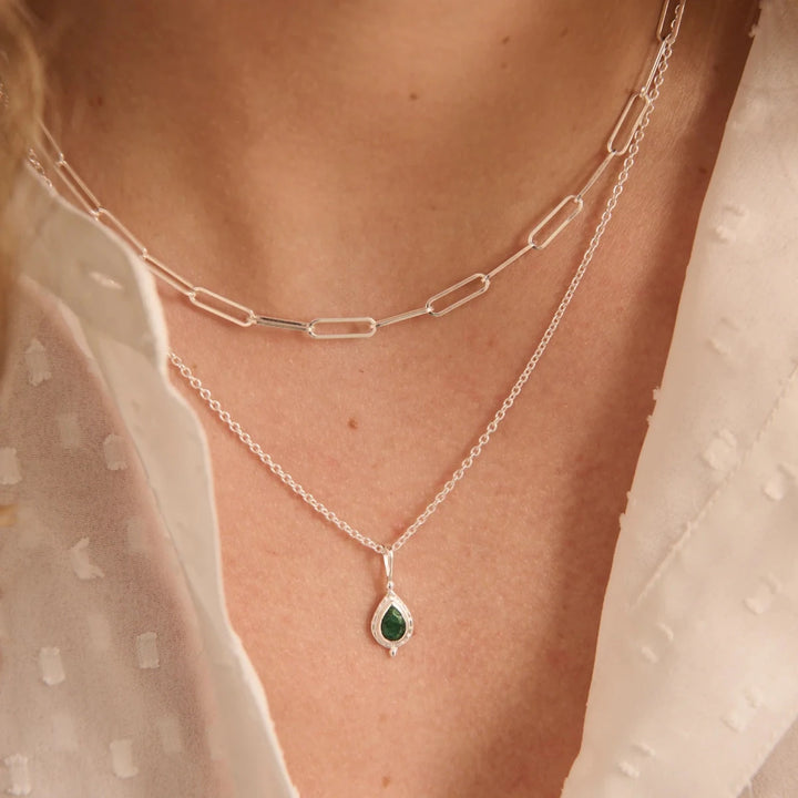 May Emerald Birthstone Necklace | Sterling Silver - Suzie Anderson Home
