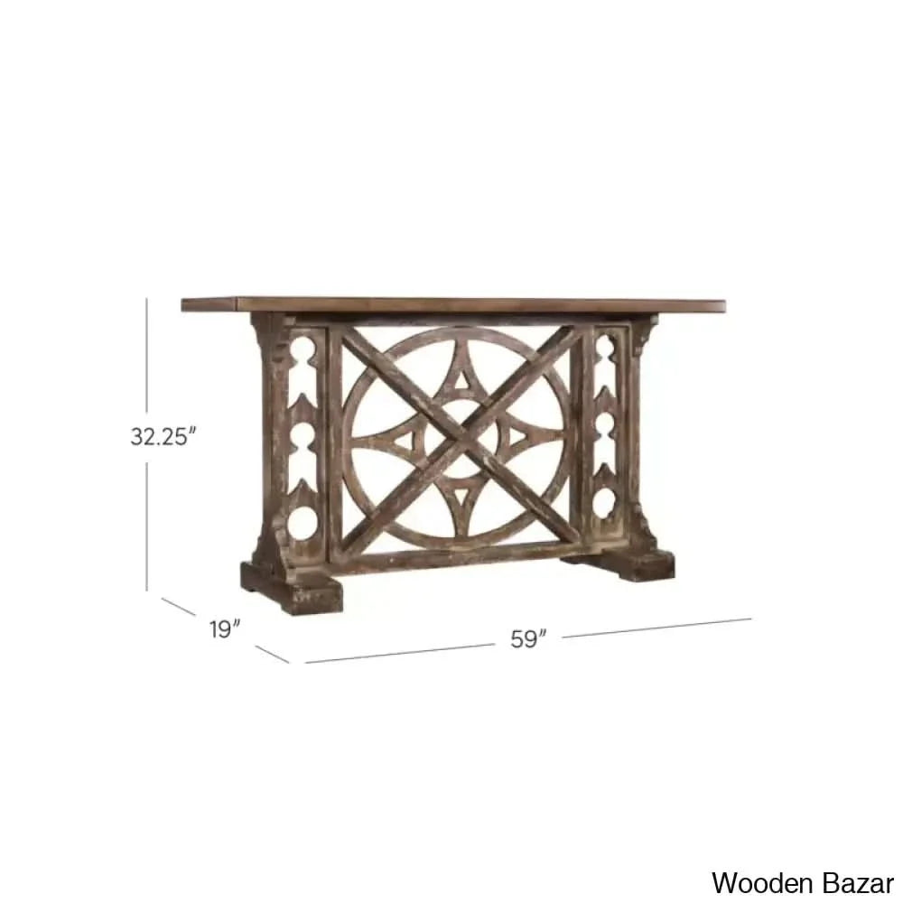 Astro Rafferty Console | Solid & Veneer Pine Patinated | W150 x D48 x H82cm FLOOR STOCK SAMPLE AS IS CONDITION