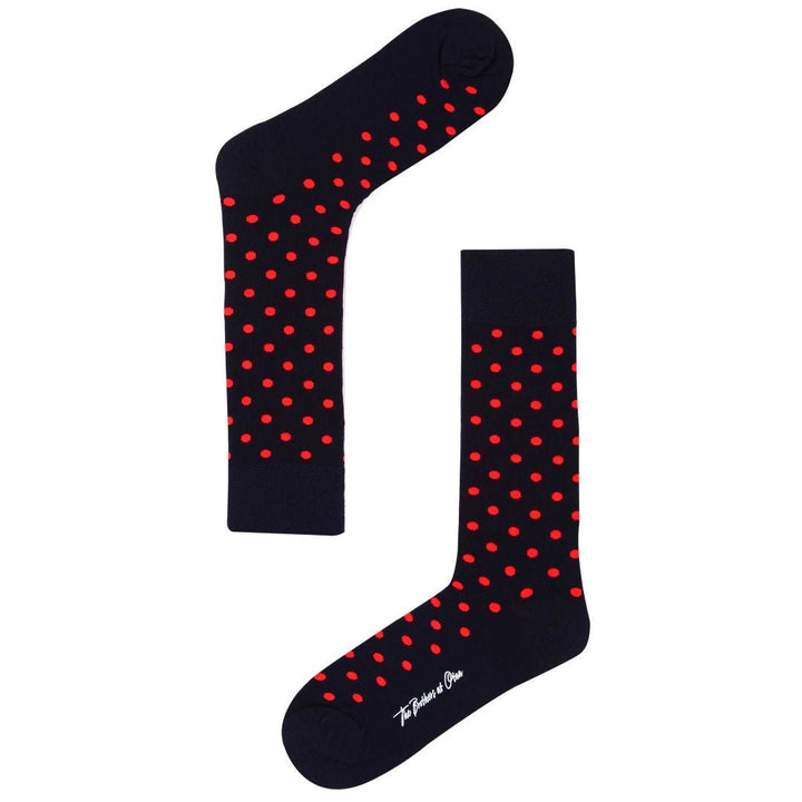 Midnight Blue on Red Dot Cotton Blend Socks - Suzie Anderson Home