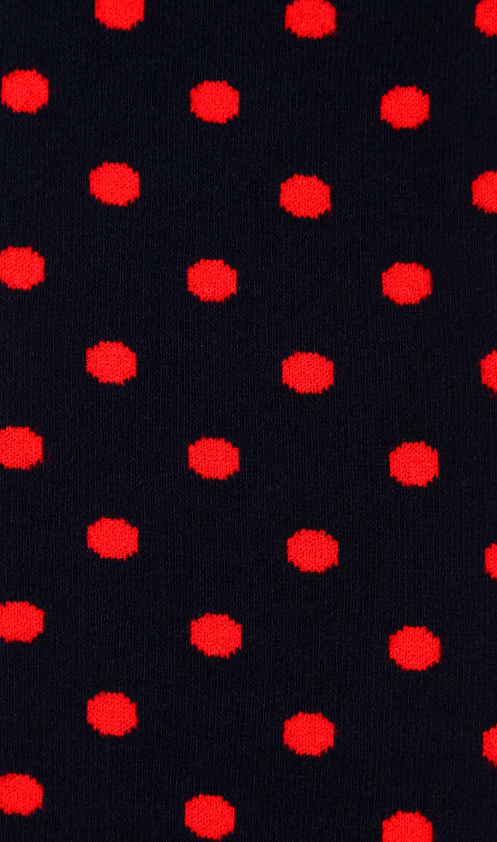 Midnight Blue on Red Dot Cotton Blend Socks - Suzie Anderson Home