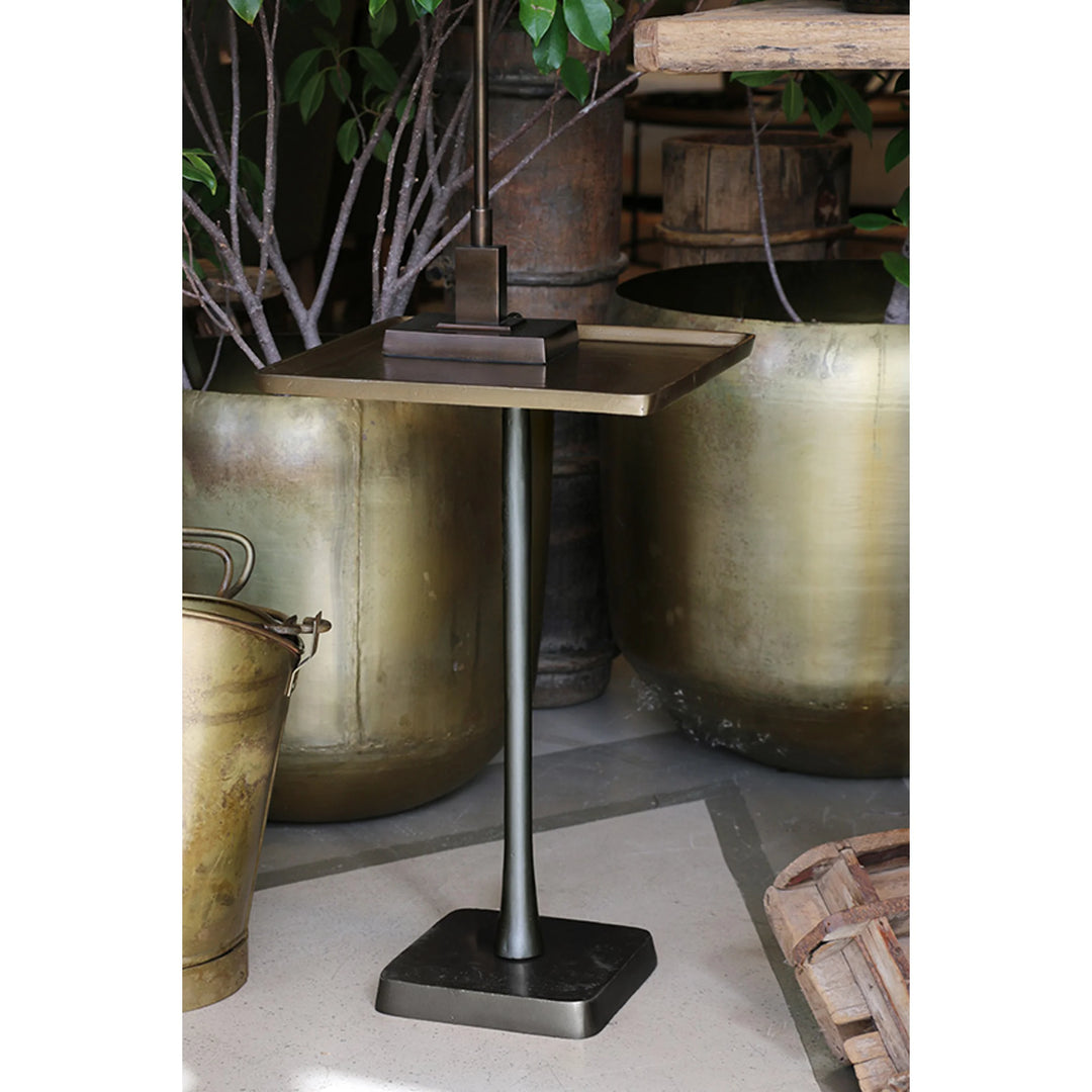 Kesha Square Pedestal Table | Brass Antique | W34.5 x H56cm