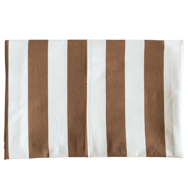 Mocha Stripe Ruffled Cotton Tablecloth | 180 x 300cm