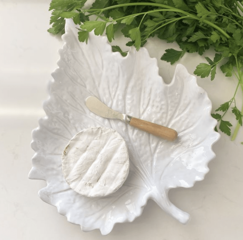 Mode Ceramic Leaf Plate | White - Suzie Anderson Home