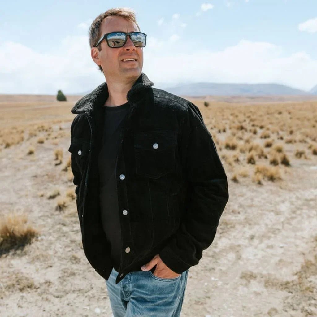 Moke | Mens Hammer Cord/Sherpa Jacket | Black/Black Sherpa - Suzie Anderson Home