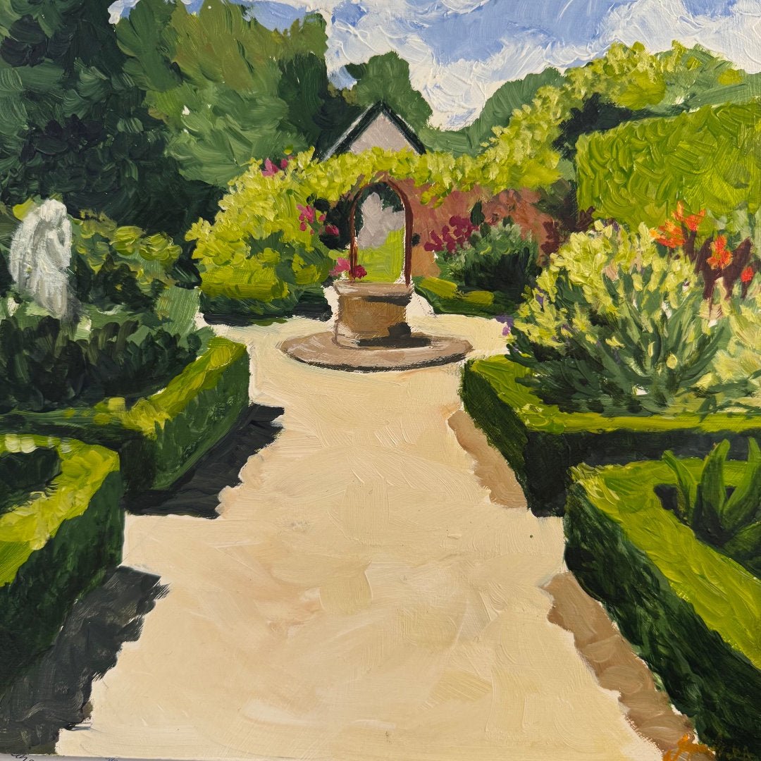 'Monastery Garden' | Red Cow Farm | Acrylic on Board 23.3x23.2cm | Jacqui Brown - Suzie Anderson Home