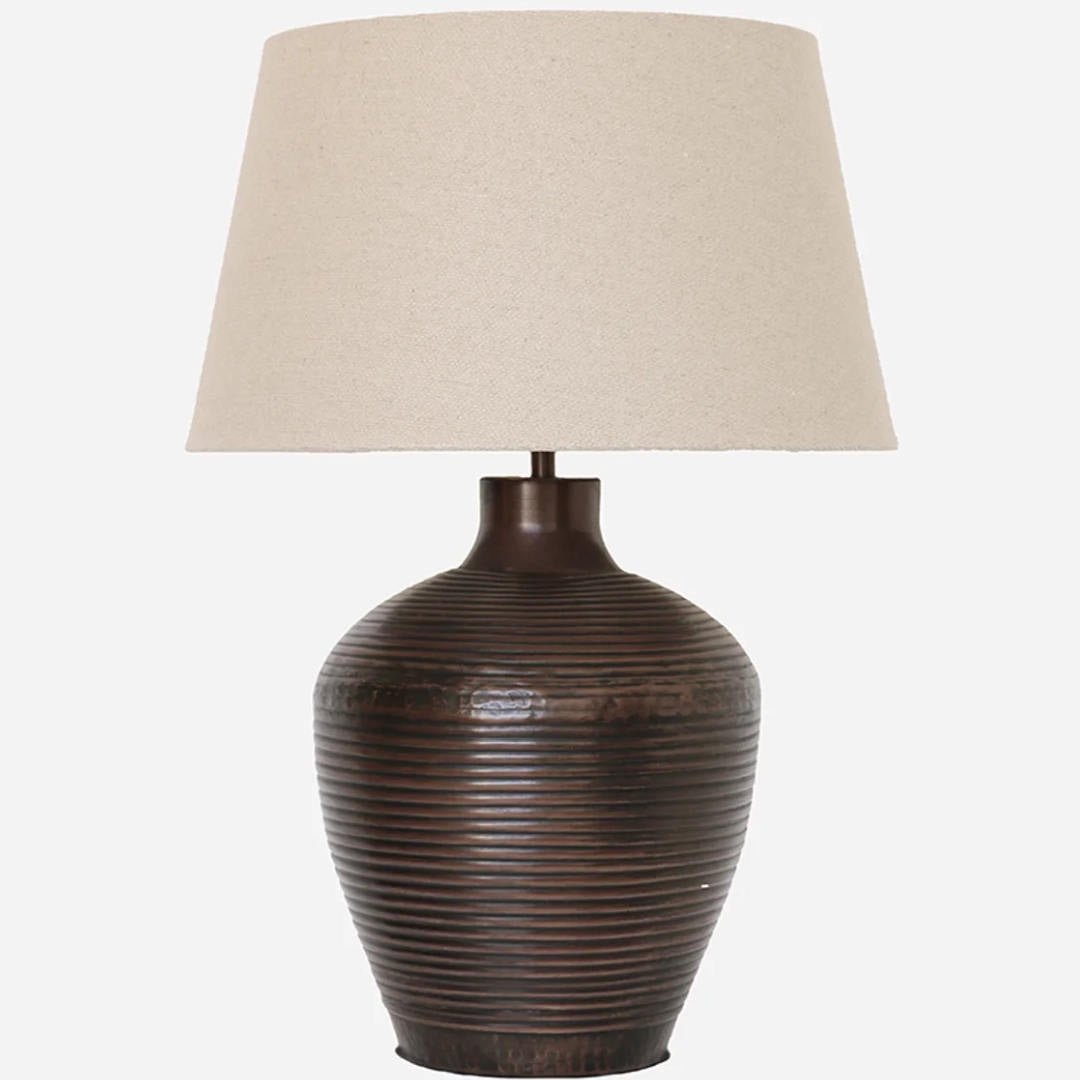 Morrocan Ridged Antique Black Aluminium Lamp Base | H38cm - Suzie Anderson Home