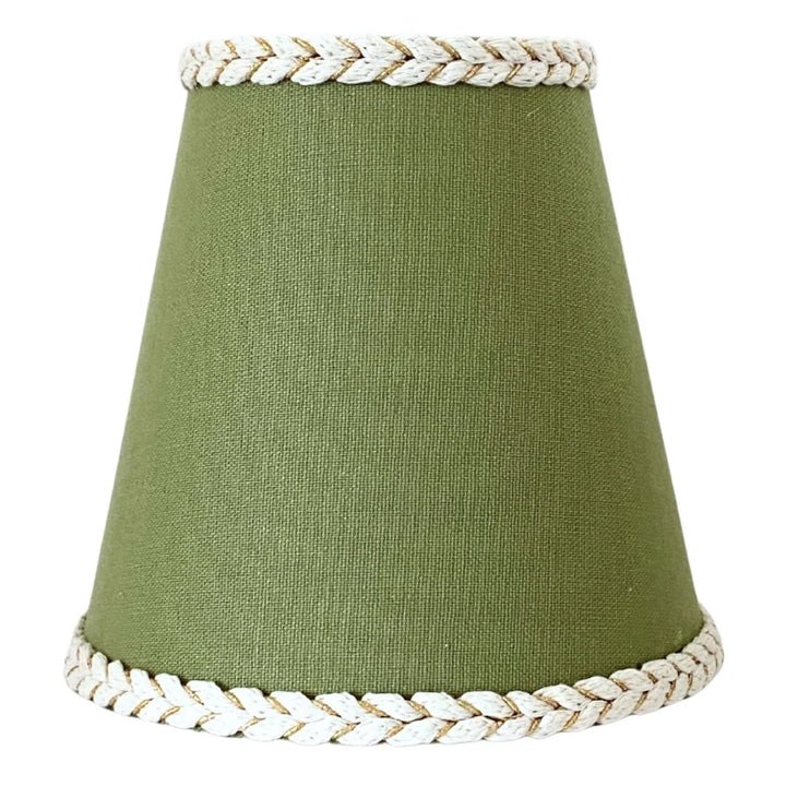 Moss Green Braided Trim Lamp Shade  - For Rechargeable Lamp Base Only