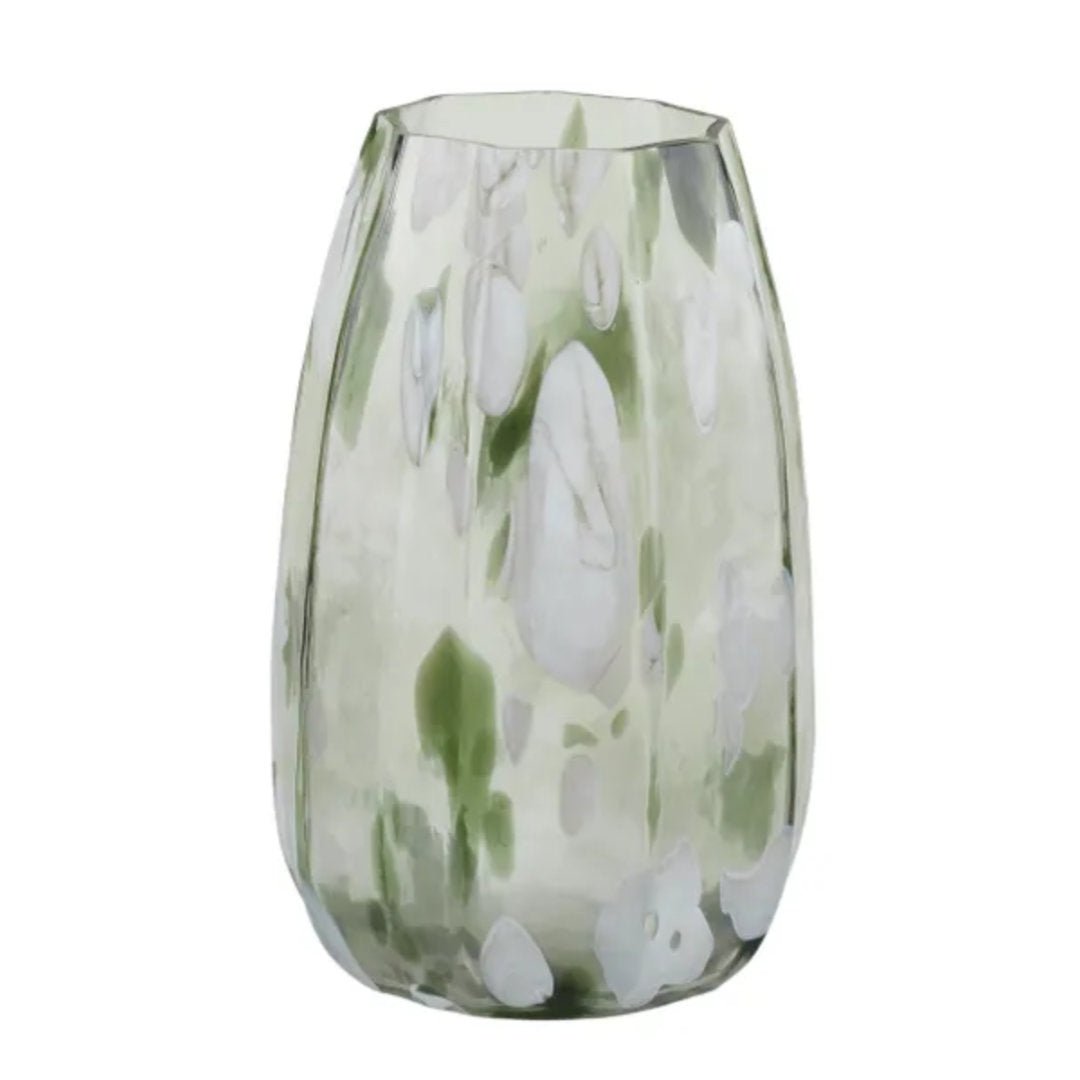 Mossy Glass Green/White Mottled Vase | 24cm - Suzie Anderson Home