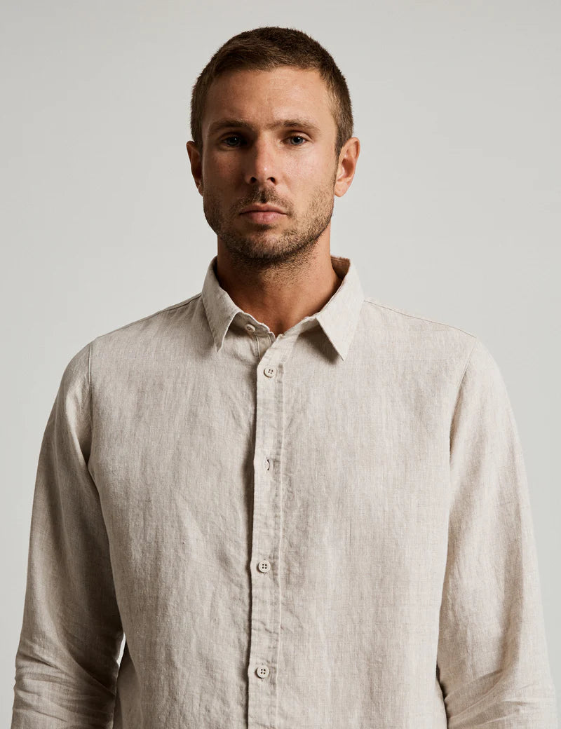 Simple | Men’s Linen Long Sleeve Shirt | Natural