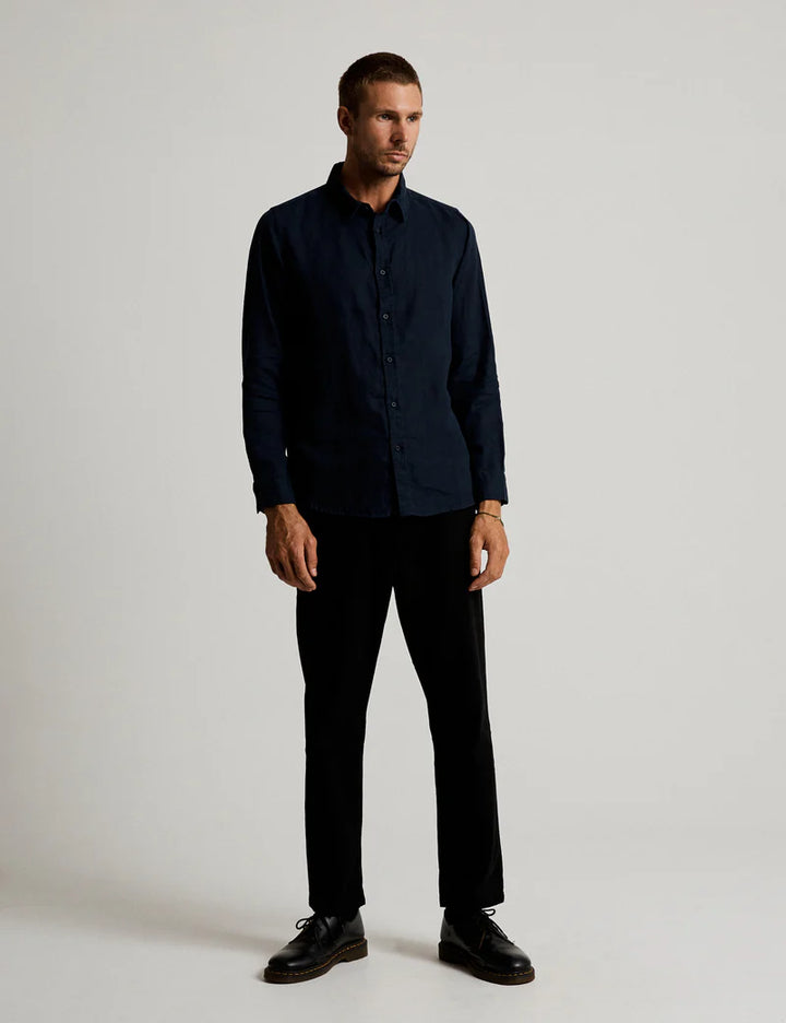 Simple | Men’s Linen long sleeve shirt | Navy