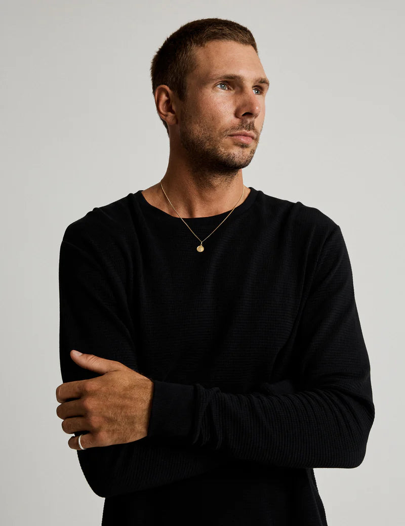 Simple | Men’s Smith Long Sleeve Waffle | Black