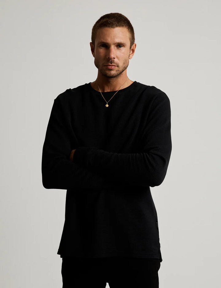 Simple | Men’s Smith Long Sleeve Waffle | Black