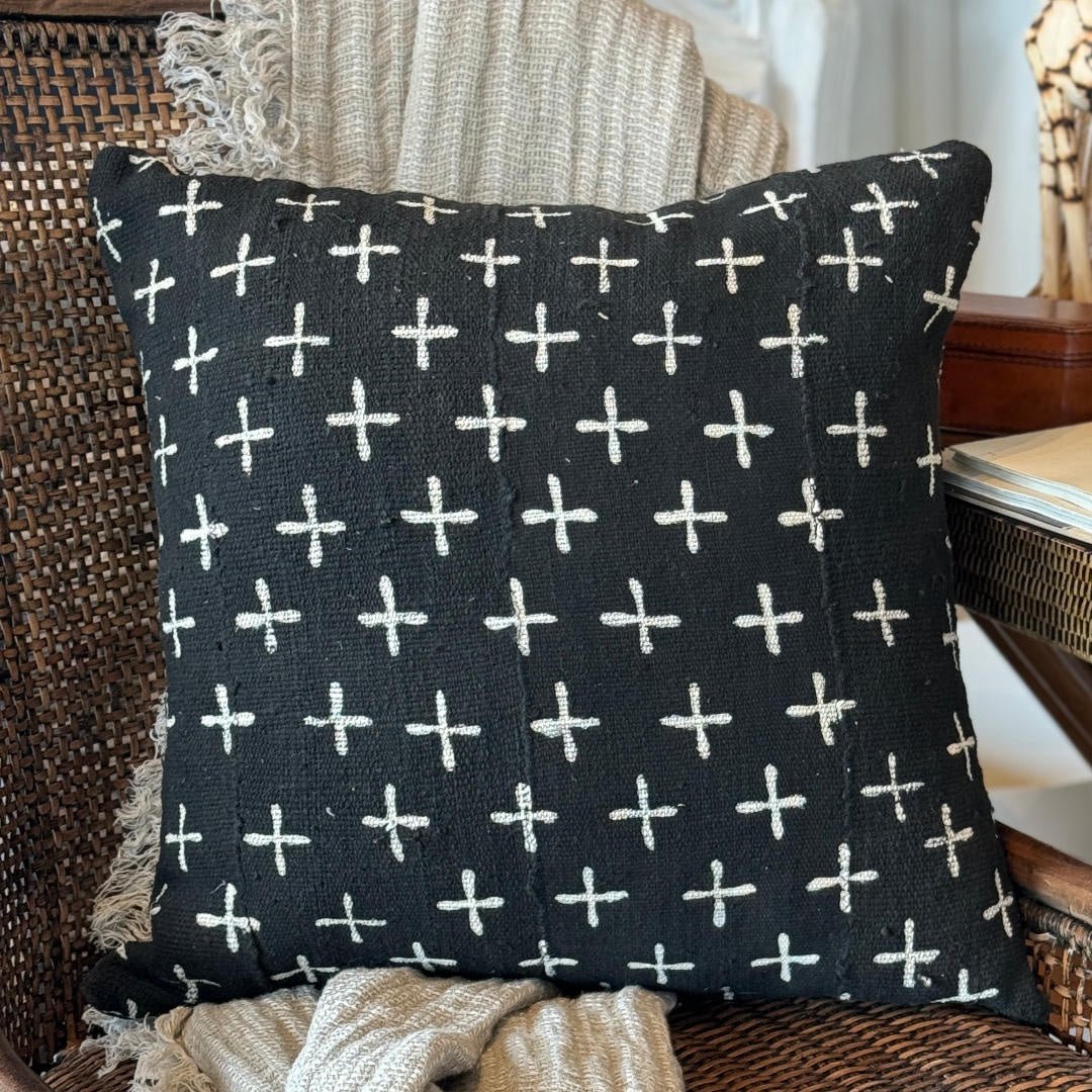 Mudcloth Cushion & Insert | Black | 50cm - Suzie Anderson Home
