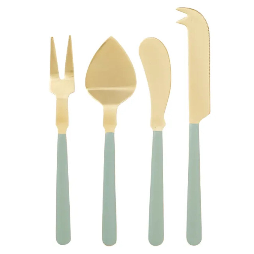 Agency 4 Piece Cheese Knife Set | Gold/Mint
