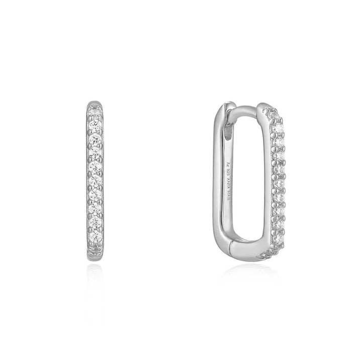 Ania | Glam Silver/CZ Oval Hoop Earrings