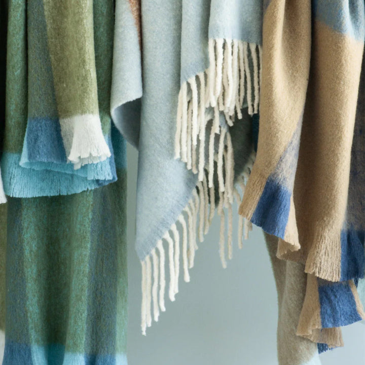 Komichi Wool Blend Throw | Ocean/Moss | 130 x 240cm