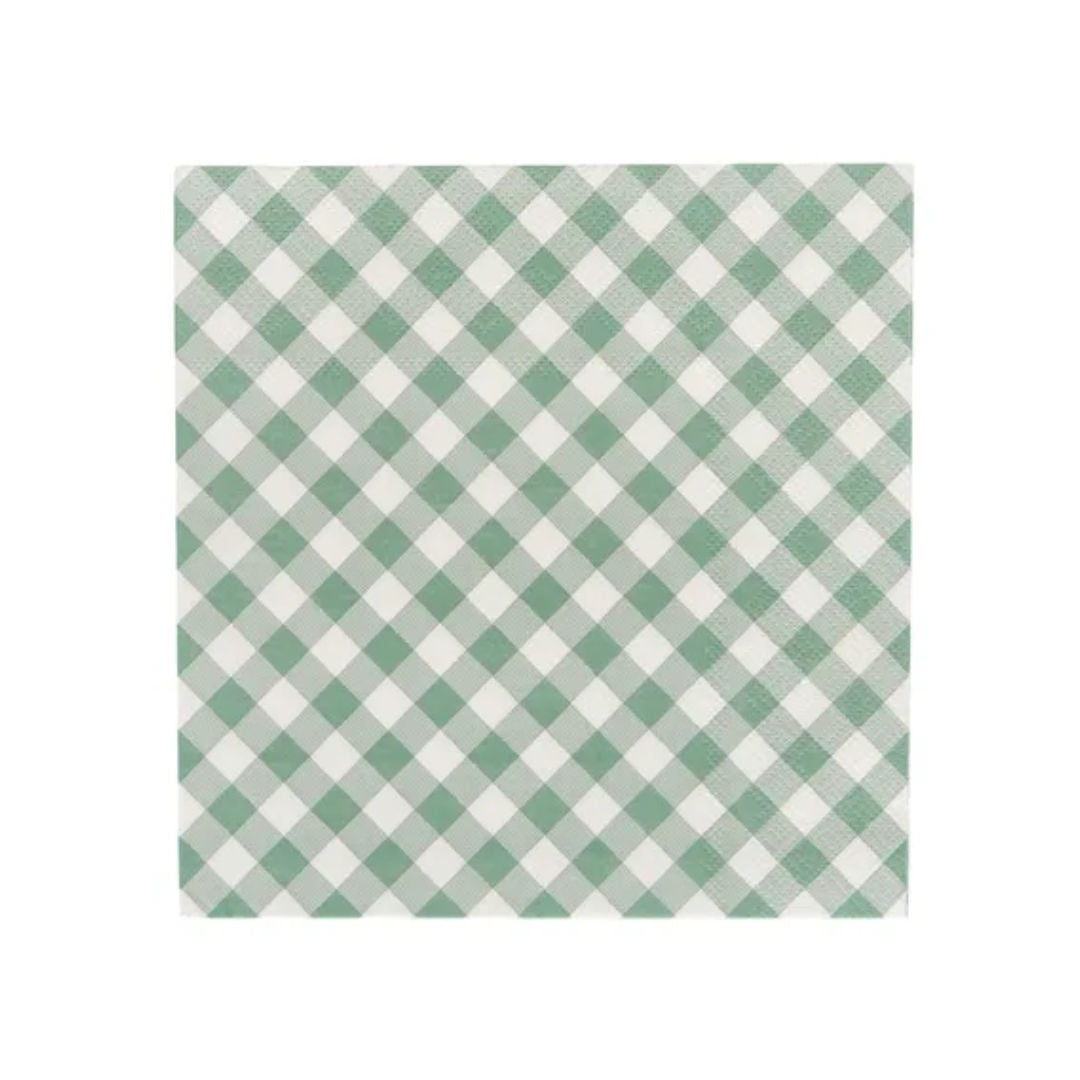 Sage Check Paper Napkins | Pack of 20