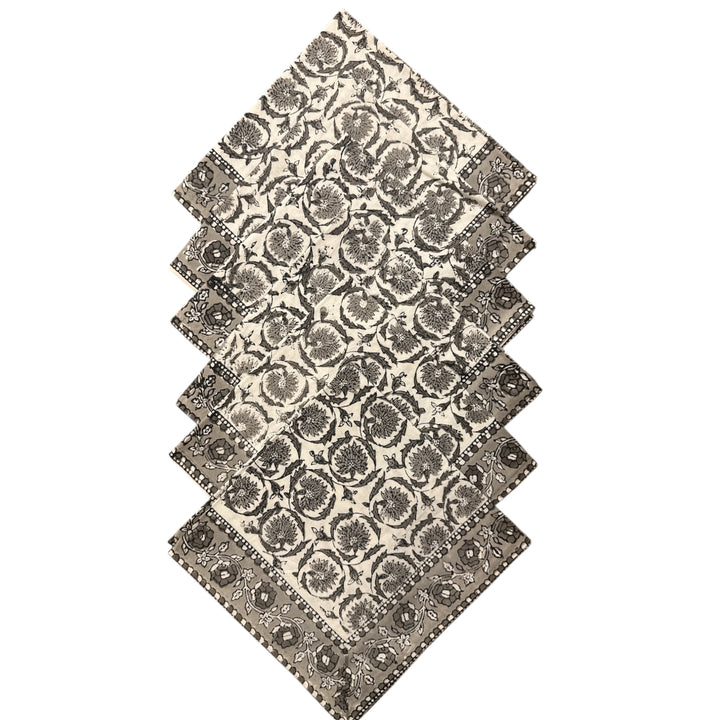 Jaipur Cotton Placemat & Napkin Set (6) | Grey/White | Medallion