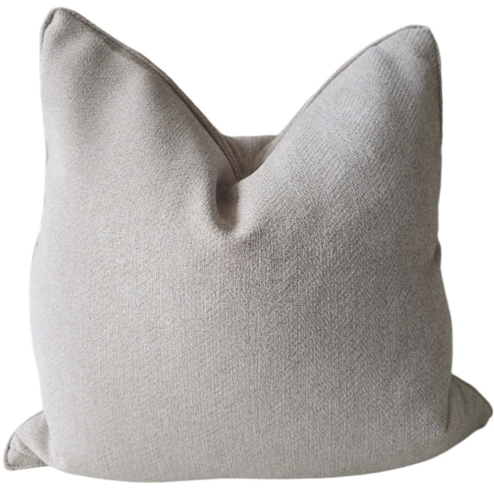 Hailey Linen Chenille Cushion Cover | Natural with Natural Piping | 55x55cm