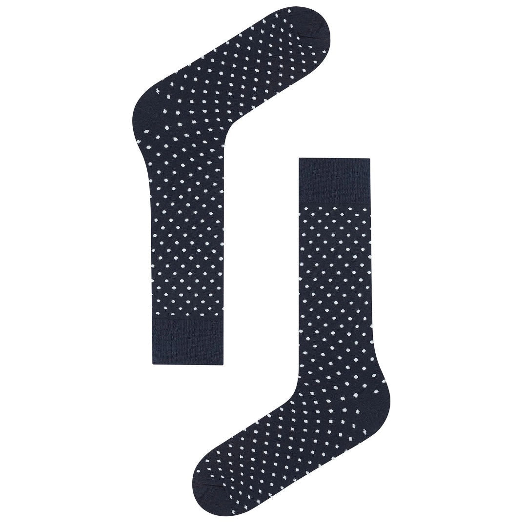 Navy Blue Polka Dot Cotton Blend Socks - Suzie Anderson Home
