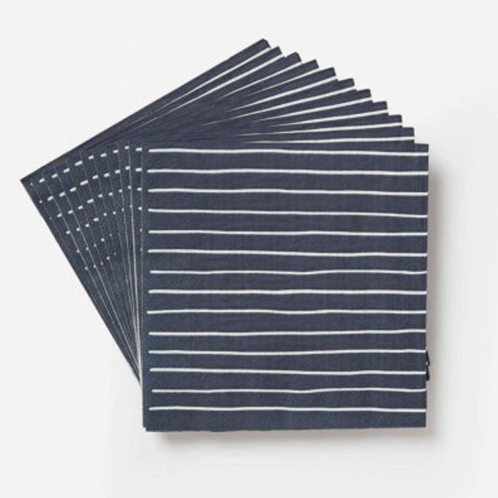 Stripe Paper Dinner Napkins | Pack of 20 | Navy