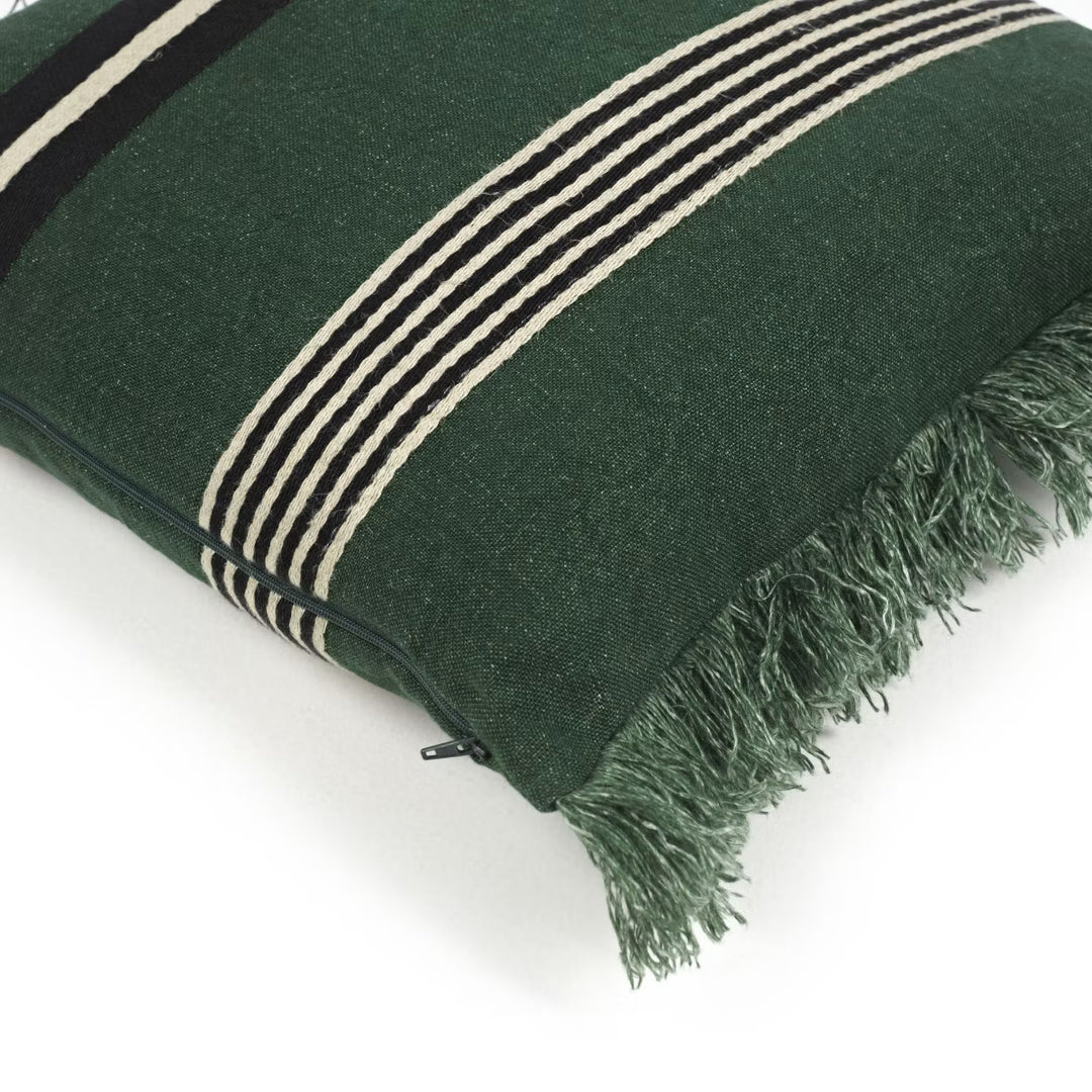 Nell Racing Green Stripe Linen Cushion Cover | Libeco | 63 x 63cm