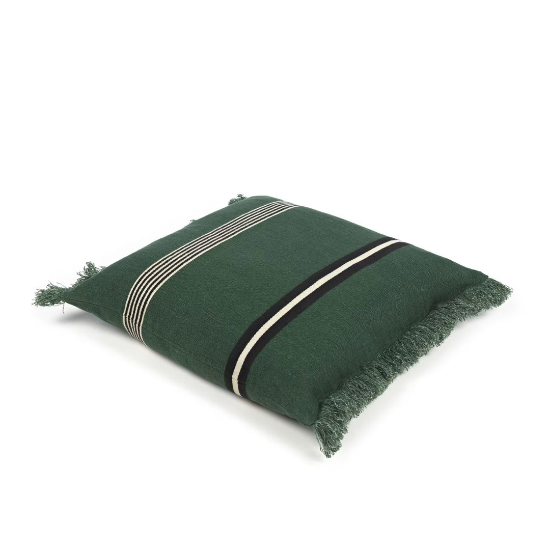 Nell Racing Green Stripe Linen Cushion Cover | Libeco | 63 x 63cm