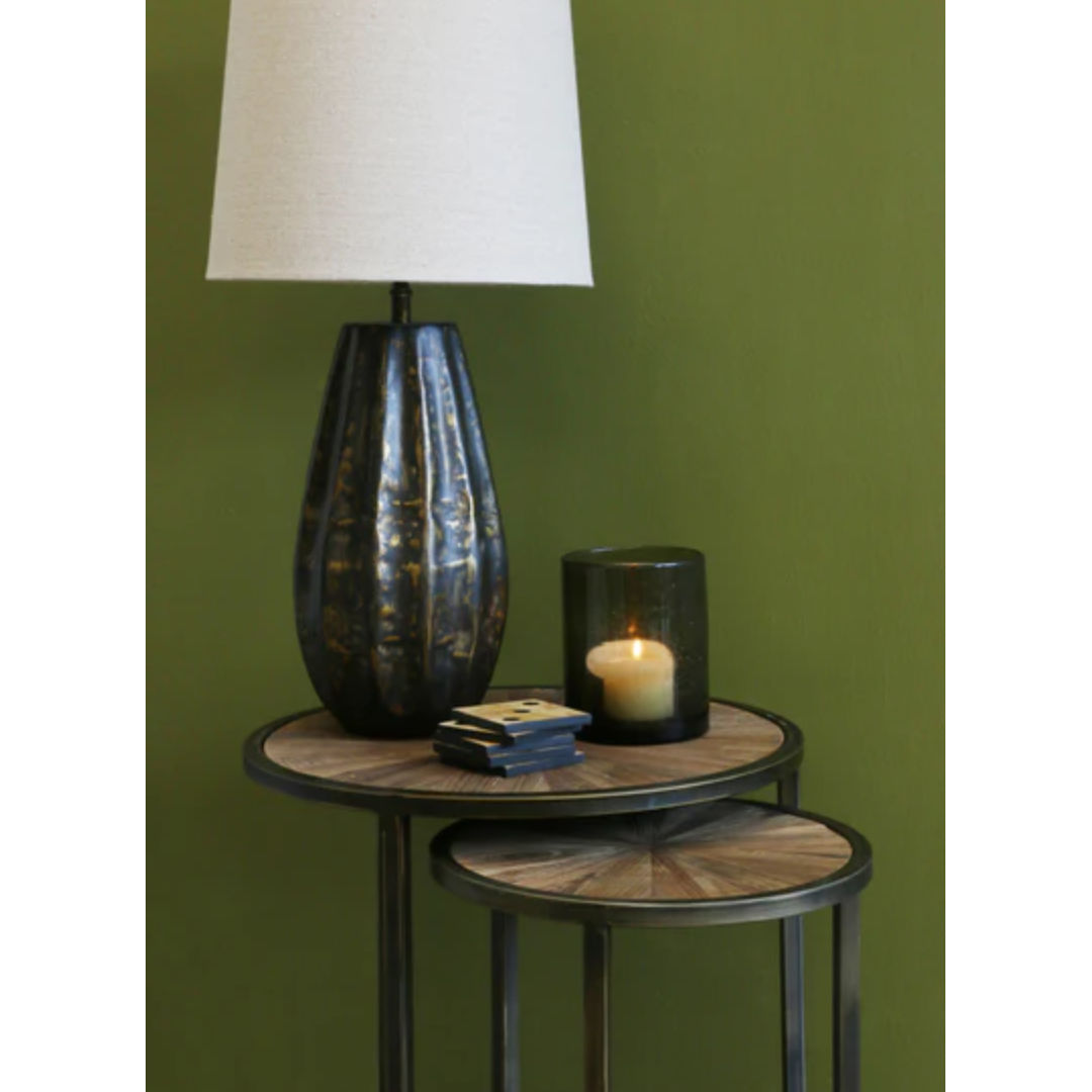 Round Nesting Tables | Recycled Elm and Black Copper