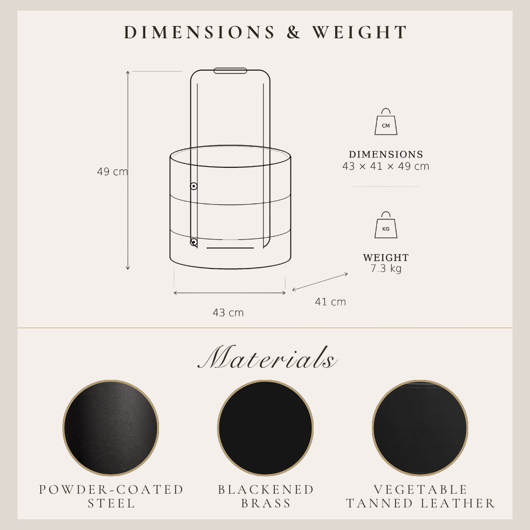Eldvarm Emma Noir Log Basket | Leather &amp; Blackened Brass