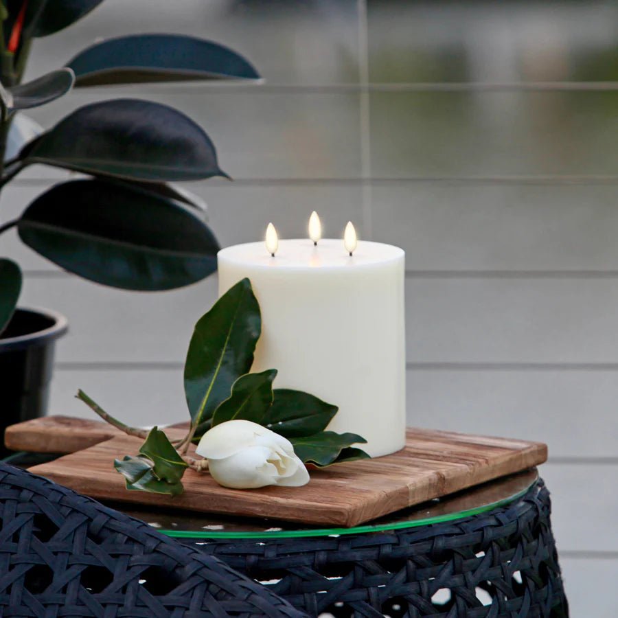 Nordic White Smooth Flameless Candle | Tri - Wick | Remote Controllable - Suzie Anderson Home