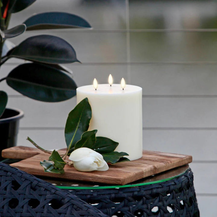 Nordic White Smooth Flameless Candle | Tri - Wick | Remote Controllable - Suzie Anderson Home