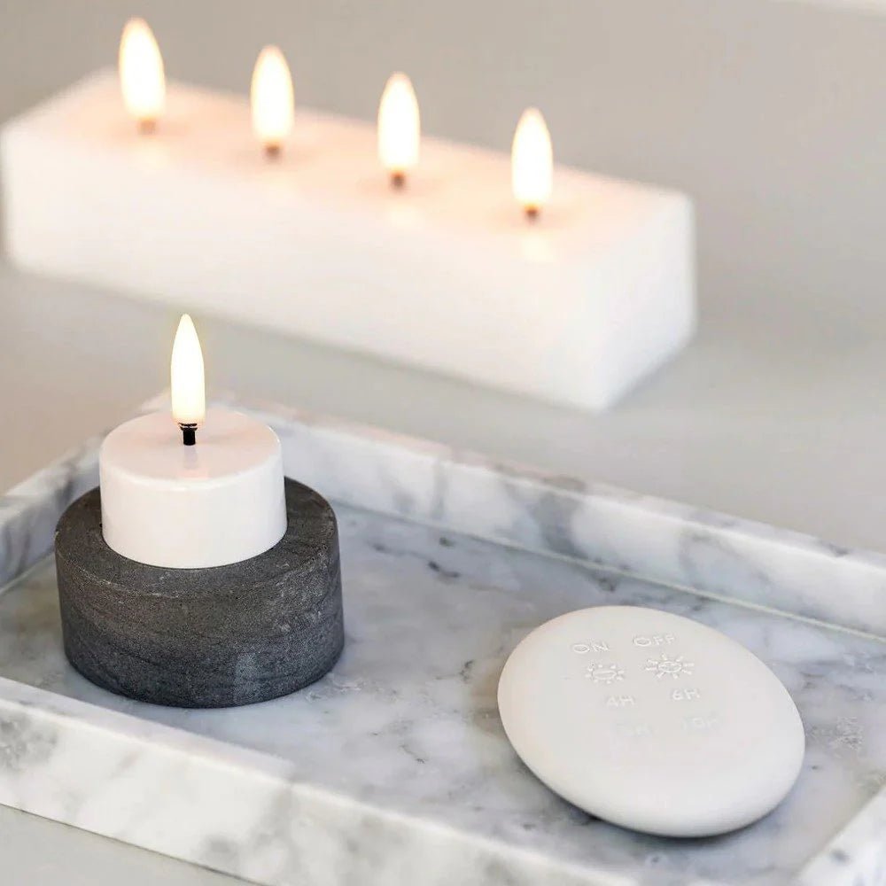 Nordic White Smooth Flameless Mini Pillar Candle | Remote Controllable | 5x7.6cm - Suzie Anderson Home