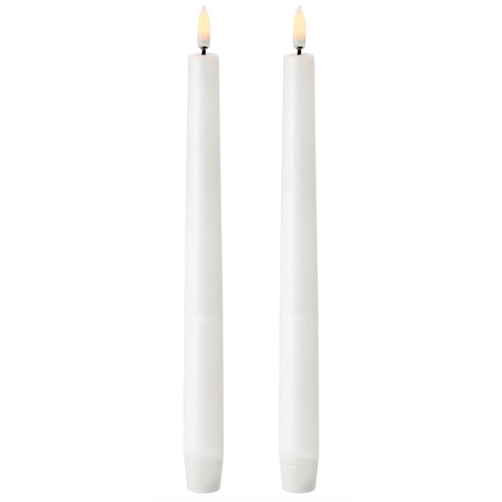 Nordic White Smooth | Flameless Taper Candles | Remote Controllable | PAIR